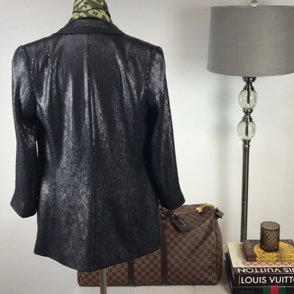 Nicole Miller Black Sequin Blazer size S classic elegant cocktail holiday - Picture 5 of 13